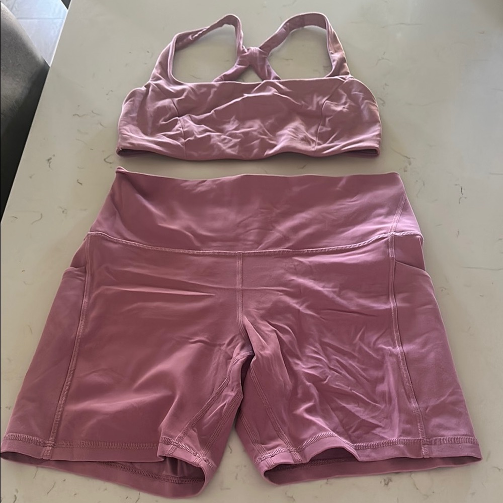 LuLuLemon Mauve Sports Bra and Shorts Set